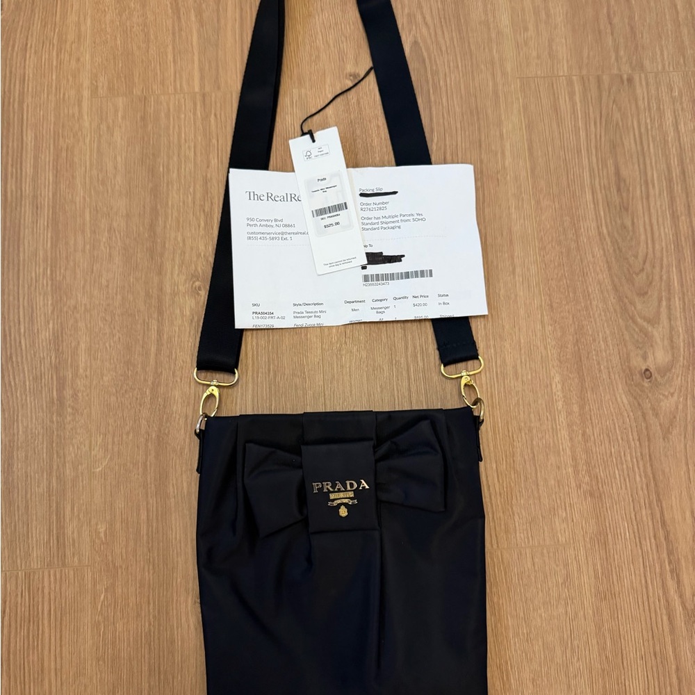 Prada Black Crossbody Bag with Bow Accent